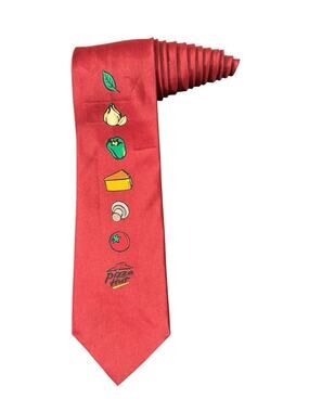 Pizza Hut Ingredients Manager Employee Necktie Tomato Cheese Garlic Logo
